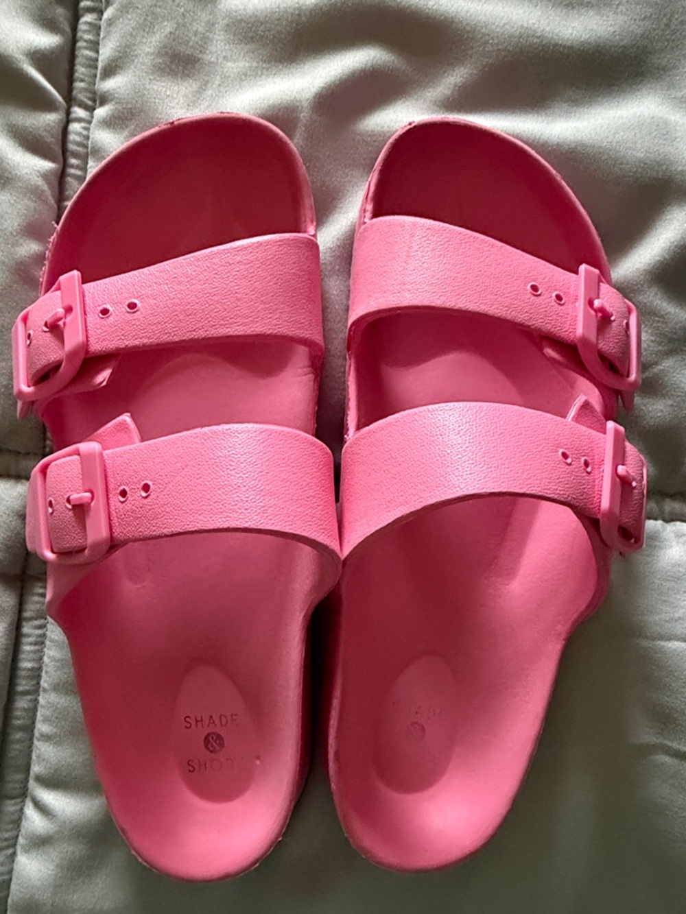 Shade & Shore size 6 Pink Adjustable Double-Buckle Slide Sandals